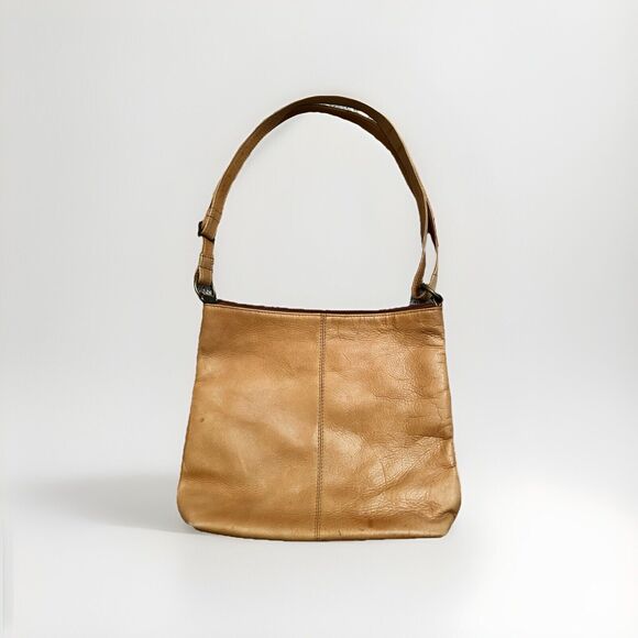 Le Donne‎ Leather Carefree Top Zip Camel Brown Colombian Leather Crossbody Bag - Picture 2 of 10